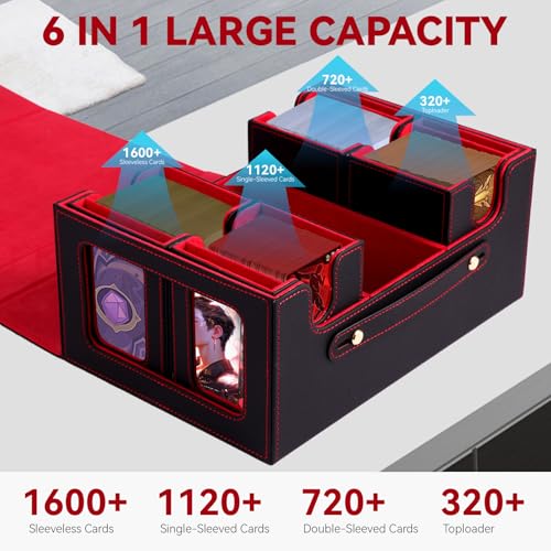 Trading Card Storage Box for MTG Commander, Deck Case with Clear Display Window, Magnetic Closure & Card Dividers for TCG Cards