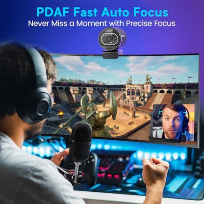 EMEET S600 4K Webcam for Streaming - Sony 1/2.55'' Sensor, PDAF Autofocus, 1080P@60FPS, 2 Noise Reduction Mics, Built-in Privacy Cover, 73° FOV, Streaming Camera for Live Commerce/Gaming/Beauty | 1080P@60FPS, 2 Noise Reduction Mics, Built-in Privacy Cover