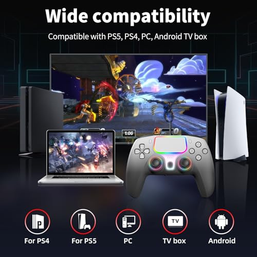 NBCP for PlayStation 5 Wired Game Controller,Compatible With PS5, PS4,PC and Steam Gamepads,Dual Vibration and Hall Effect Triggers,6-Axis Gyroscope,Turbo Function and 3.5mm Headphone Jack(Gray) - color: Gray