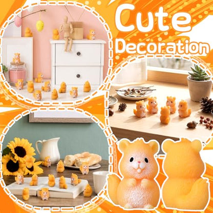 Seenelling 50 Pcs Mini Hamster Figures Bulk Resin Miniature Tiny Animals Figures Small Little Cute Hamster Home Decor for Cake Toppers Garden Decor Birthday Gift - style: Hamster