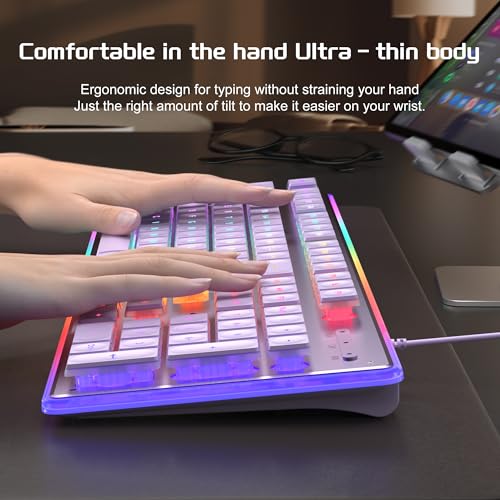 Camiysn Creamy Gaming Keyboard and Mouse, Purple 104 Keys RGB and 6 Speed RGB Mouse Combo, Pudding Keycaps Silent Computer Keyboard for Computer/PC/Laptop/Mac/Windows/Office - color: Purple