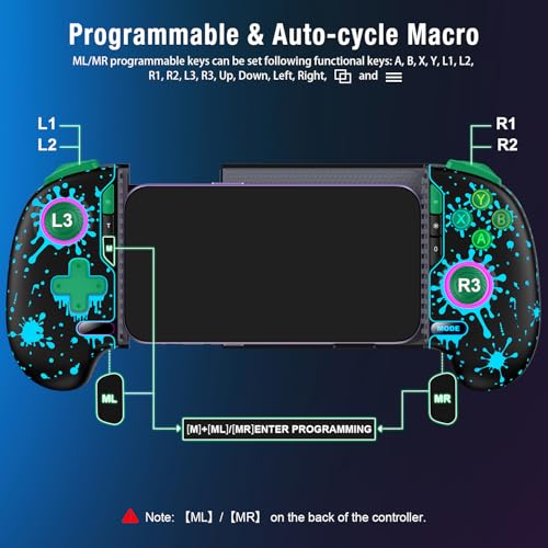 AXYBCOOL Mobile Wireless Phone Controller for iphone/Android with Hall Joystick, Mobile Game Controller with Phone Case Support