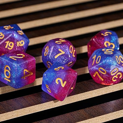 DND Dice Bisexual-Pride Polyhedral Dice Set D&D for Tabletop Games | Leather Storage Bag, DM Gift, for Dungeons and Dragons Role Playing Games - color: Flag-bisexual-pride