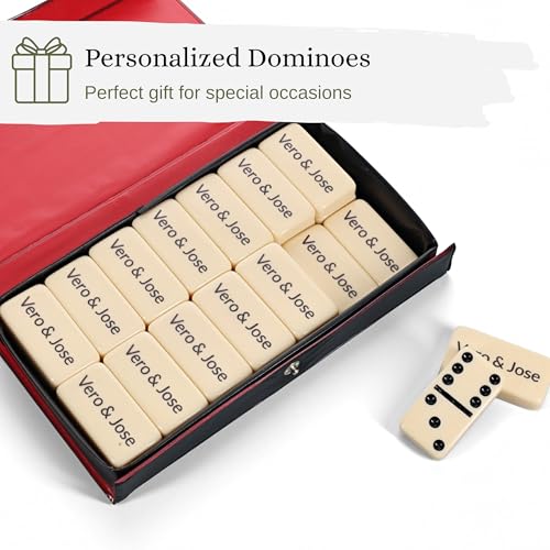 WE Games Personalized Double 6 Domino Set in Vinyl Case, Dominoes Set for Adults, Customized Gifts
