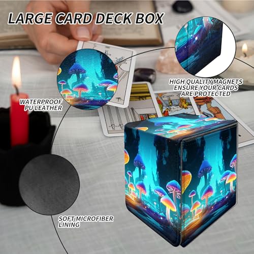 Card Deck Box Trading Cards with Strong Magnet Mushroom Forest Theme Commander Deck Box Card Storage Box Magic Premium Card Storage Box Case Cover for TCG CCG Magic Cards