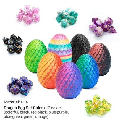 DND Dice - Mystery Dice Set, Various Styles Polyhedral Dice, Random D&D Dice Patterns & Dragon Egg, DND Gifts, Suitable for Dungeons and Dragons, RPG, MTG,Role Playing Table Game - style: Easter Dragon Egg Dice Set B