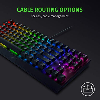 Razer BlackWidow V3 TKL Mechanical Gaming Keyboard, Yellow Switches, Black | Linear & Silent Mechanical Switches, Chroma RGB Lighting, Compact Form Factor, Programmable Macros - size: Keyboard