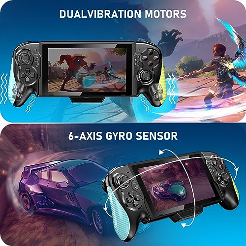 Diswoe Controller for Switch/OLED - One-Piece Joypad Replacement for Switch Pro, Remote With Dual Motor Vibration and Adjustable TURBO - color: Black+L