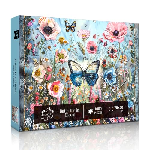 Butterfly in Bloom 1000 Piece Puzzles for Adults,Challenging Jigsaw Puzzles for Adults 1000 Pieces,Hard Difficult Impossible Puzzle for Family Game Night,Puzzle with Letters on Back Games - color: Butterfly in Bloom