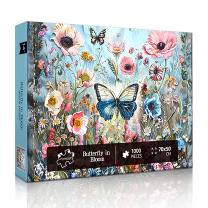 Butterfly in Bloom 1000 Piece Puzzles for Adults,Challenging Jigsaw Puzzles for Adults 1000 Pieces,Hard Difficult Impossible Puzzle for Family Game Night,Puzzle with Letters on Back Games - color: Butterfly in Bloom
