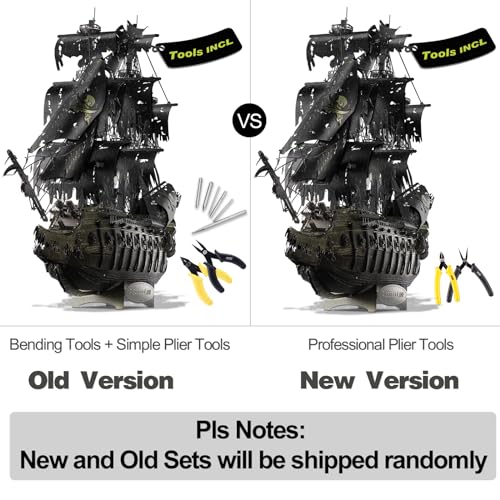 Piececool 3D Puzzles with DIY Tool Sets, Flying Dutchman Pirate Ship Model Building Kits, Difficult 3D Metal Puzzles for Adults, Great Christmas Birthday Gifts - color: Flying Dutchman Ship with Tool
