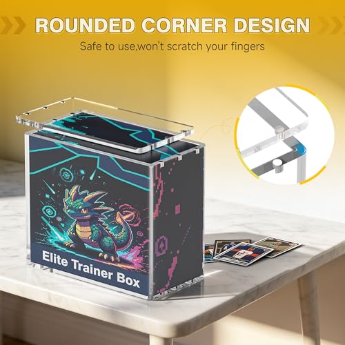 ETB Protector Case Clear Acrylic Display Box with Magnetic Closure Design 5mm Thickened Protective Stackable Storage Box for Card Game Collection(Elite Trainer Box Case,3 Pack) - size: Elite Trainer Box Case