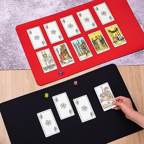 Ecally 4 Pcs Card Game Mats 24 x 14 Inch Playmat Table Smooth Playing Card Mat for TCG, Gameplay (Red,Black) - color: Red