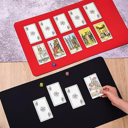 Ecally 4 Pcs Card Game Mats 24 x 14 Inch Playmat Table Smooth Playing Card Mat for TCG, Gameplay (Red,Black) - color: Red