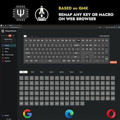 Keychron Q6 Max QMK/LUANCHER Wireless Bluetooth/2.4GHz/USB-C Wired Custom Mechanical Keyboard, Full Size Programmable Knob RGB Backlit Hot-Swappable Gateron Banana Switch for Mac Windows Linux - Black - color: Hot-swap Banana Switch