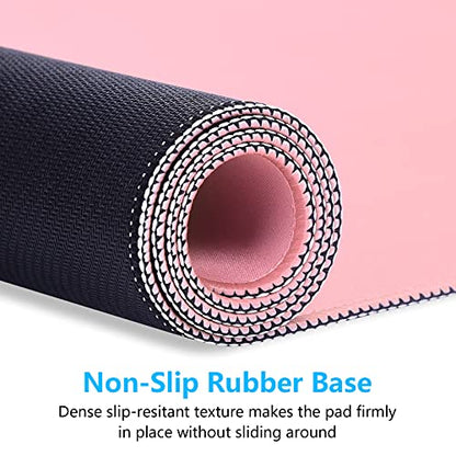 Dapesuom Large Mouse Pad, Extended Gaming Mouse Mat with Stitched Edges, Full Size Desk Mats with Non-Slip Base, Computer Big Desktop Keyboard Pad for Gamer, Laptop, Office, 23.6 x 11.8 in, Pink - color: Pink, size: 23.6L x 11.8W inches