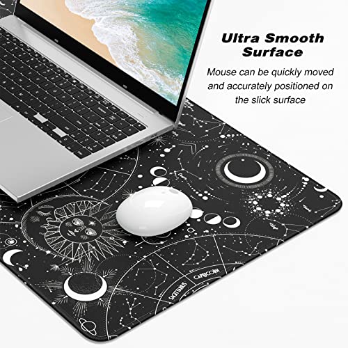 Extended Gaming Mouse Pad, XXL Large Desk Pad 30 x 14 Inch, Big Computer Keyboard Mousepad, Waterproof Mouse Mat with Stitched Edges and Non-Slip Base for Women Office Gaming, Sun Moon - color: Sun Moon