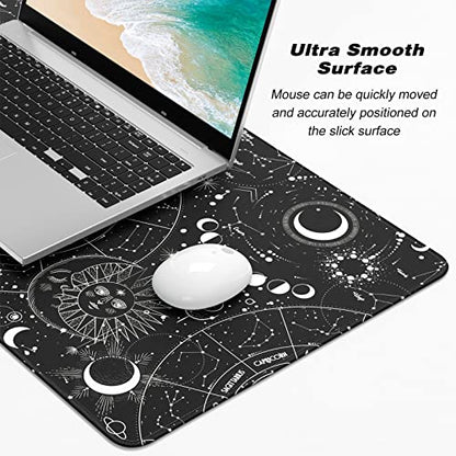 Extended Gaming Mouse Pad, XXL Large Desk Pad 30 x 14 Inch, Big Computer Keyboard Mousepad, Waterproof Mouse Mat with Stitched Edges and Non-Slip Base for Women Office Gaming, Sun Moon - color: Sun Moon