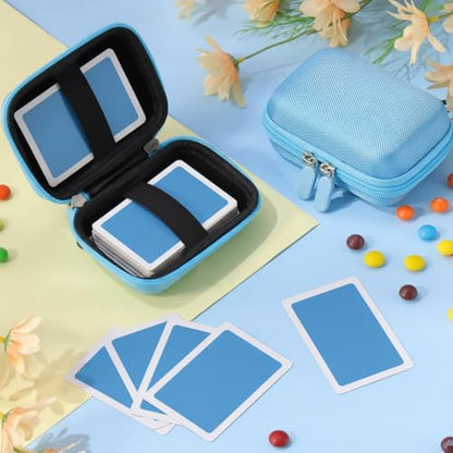 Sanwuta 2 Pcs Travel Card Games Case Playing Card Case EVA Hard Protective Storage Carrying Bag for Classic Playing Box Not Including Cards (Blue) - color: Blue