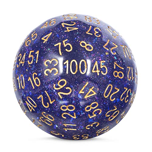 DNDND Galaxy Purple Resin D100 Dice 100 Sided Dice with Translucent Organza Bag for DND Dungeon and Dragons - color: Galaxy Purple