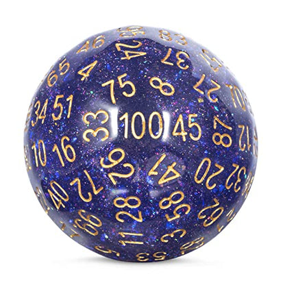 DNDND Galaxy Purple Resin D100 Dice 100 Sided Dice with Translucent Organza Bag for DND Dungeon and Dragons - color: Galaxy Purple