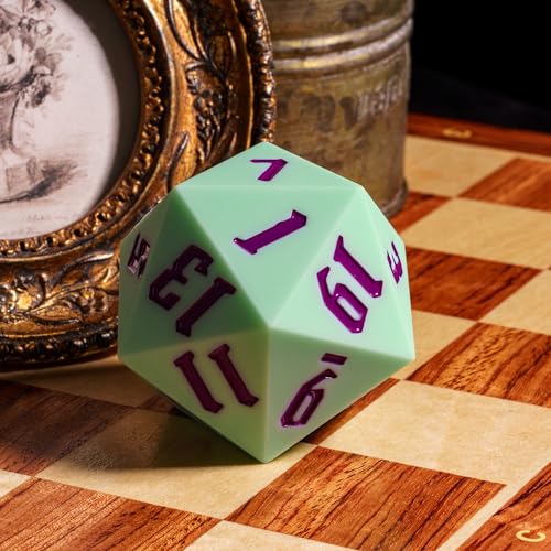 55mm Silicone D20 Dice, Large D20 Single 20 Sided DND Dice | D20 Giant with Gift Box for Dungeons and Dragons RPG Bar Pub Club Party Games (Green/Purple) - color: Green/Purple
