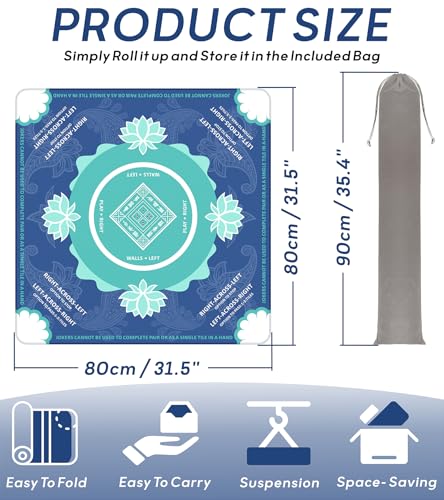 Mahjong Mat for Table, American Mahjong Mat(Blue) | 31.5" x 31.5",Anti-Slip, Noise-Reducing Gaming Mat for Mahjong/Poker/Board Games/Card Games/Dominoes - color: Blue