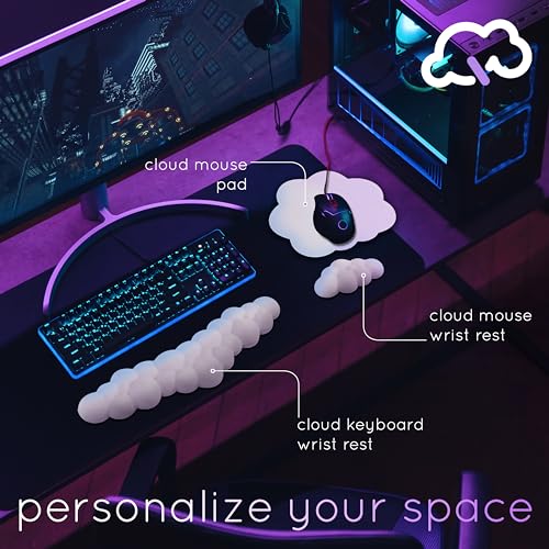 Cloud Keyboard Wrist Rest – Create-ables Qloud Cloud Wrist Rest for Computer Keyboard and Mouse, Ergonomic Memory Foam Wrist Pad with Non-Slip Base, Includes Cloud Mouse Pad – Beige - color: 04 Nude Beige