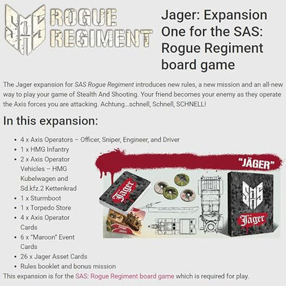 Word Forge Games: SAS Rogue Regiment - Jager Expansion - Strategy Board Game, WWII Stealth Action Game, Military Theme, Ages 14+, 1-4 Players, 60 Min - style: Jäger