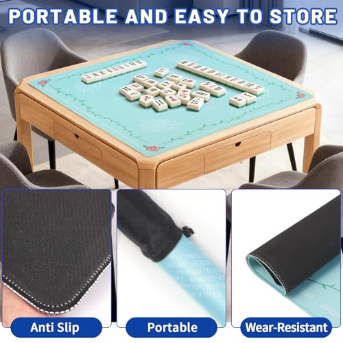 Mahjong Mat | Non-Slip Gaming Mat with Noise Reduction 31.5x31.5 Inch Large for Mahjong, Poker, Board & Card Games, Dominoes | Rosy Dream - style: Rosy Dream