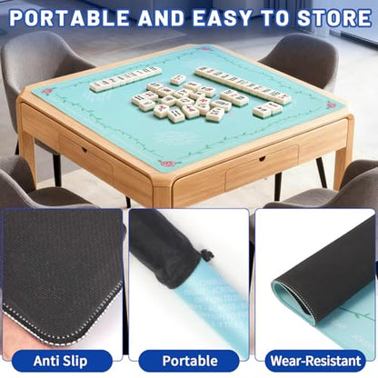 Mahjong Mat | Non-Slip Gaming Mat with Noise Reduction 31.5x31.5 Inch Large for Mahjong, Poker, Board & Card Games, Dominoes | Rosy Dream - style: Rosy Dream