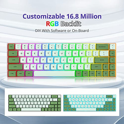 65% Mechanical Keyboard Wired Linear Red Switch RGB Backlight | 65 Percent 68-keys Compact Layout Gaming Keyboard TKL Ultra-Compact Mini RGB Backlit - color: 68 Matcha/Red Switch
