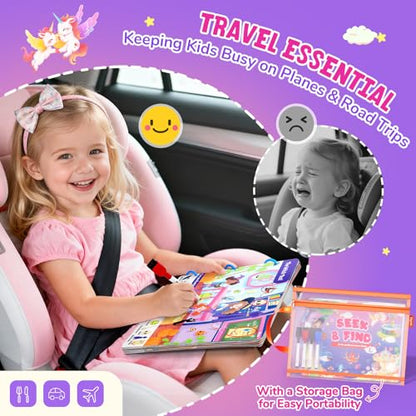 JoyCat Seek & Find Game Book, Educational Toys for Girls Ages 3-6 | Preschool Learning Activities for Toddlers & Kids, Christmas Road Trip Travel Toys for Car & Airplane, Gifts for 3-6 Olds - style: 3. Seek & Find Girls