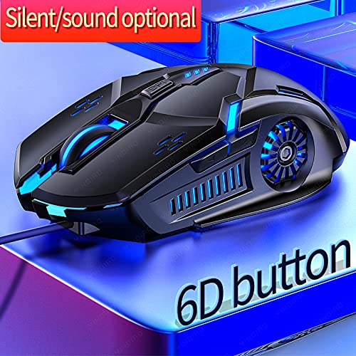 Gaming Mouse Wired,6 Buttons, 4 Adjustable DPI Up to 3200 DPI, 7 Circular & Breathing LED Light, Multifunction Wired Mouse Used for Games and Office (Black) - color: Black