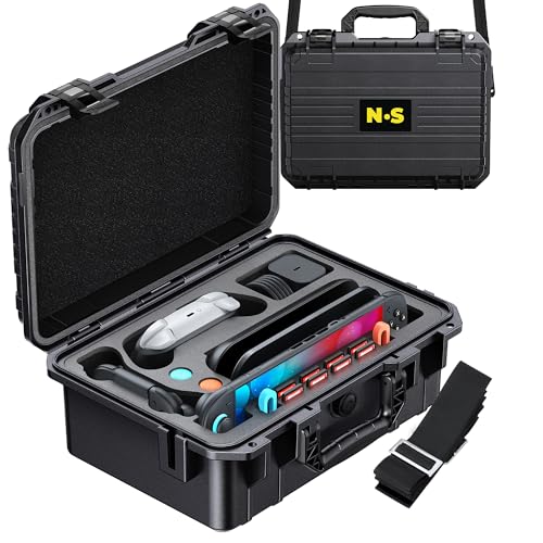Upgrade Hard Carrying Case for Nintendo Switch 2/Switch 1 Console, All in one Large Capacity Travel Case for Pro Controller&Accessories (Black)
