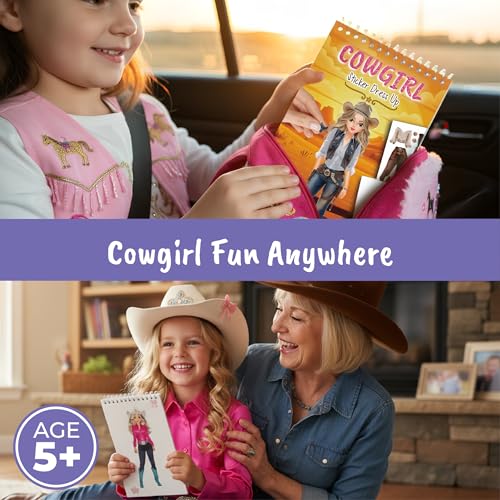 Cowgirl Sticker Book – Fashion Activity Book for Girls | Dress up designs with stickers and style guides; sparks creativity for little designers ages 5 and up. - color: Sticker Dress Up Cowgirl