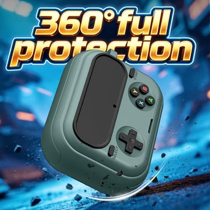 Getino Retro Game Case for AirPods Pro 3 | Game Console Design Protective Cover with Foldable Stand, Secure Lock Anti-Drop Shockproof PC+TPU Case, Keychain & Cleaning Kit for Men & Boys, Pine Green - color: Pine Green