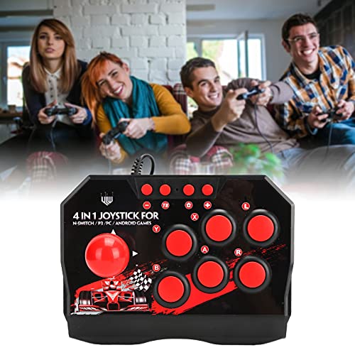 Arcade Fight Stick, 4 in 1 Wired Arcade Joystick Arcade Games Controller with Turbo Functions, Suitable for Switch/PC/PS3/Android Games