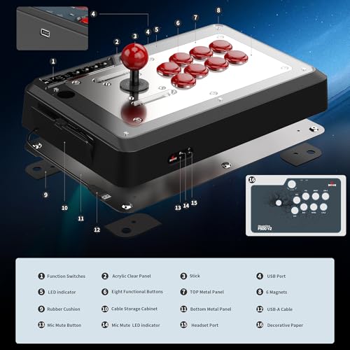 MAYFLASH Universal Arcade Fighting Stick F500 for Switch/Switch 2, Xbox Series X/S, Xbox One, Xbox 360, PS4, PS3, Windows, macOS, Android, Raspberry Pi, Steam Deck, PS Classic, NEOGEO Mini