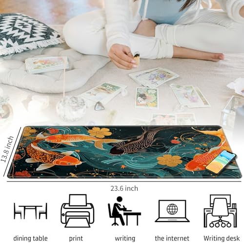Gold and Black Fish for MTG & TCG Playmat Mouse Pad,BFDHGQZC 24" x 14" Game Mat for MTG/RPG/CCG Trading Card Game Playmats Table Mat Perfect for Card Games Video Games Computer Office - color: Gold and Black Fish