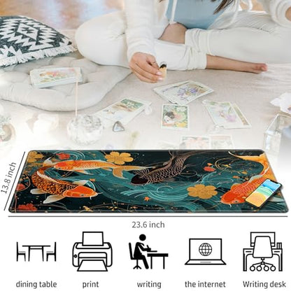 Gold and Black Fish for MTG & TCG Playmat Mouse Pad,BFDHGQZC 24" x 14" Game Mat for MTG/RPG/CCG Trading Card Game Playmats Table Mat Perfect for Card Games Video Games Computer Office - color: Gold and Black Fish