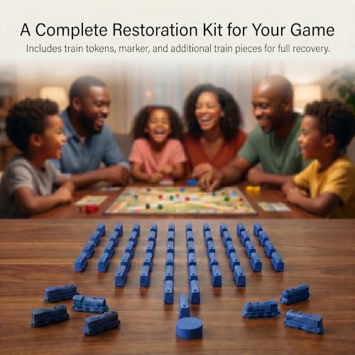 Replacement Train Pieces Compatible with Ticket to Ride (Blue) | Includes 45 standard train tokens, one marker and additional spare trains. - color: Blue