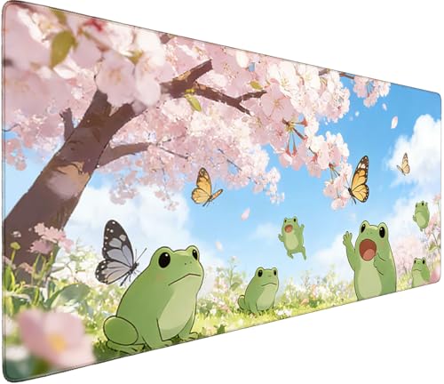 Large Extended Mouse Pad with Stitched Edges 35.4"x15.7" - Waterproof Desk Mat, Non-Slip Rubber Base for All-Desk Coverage, Perfect for Gaming Office Home, Frog05 - color: Frog05, size: 35.4L x 15.7W inches