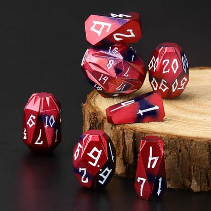 FONVGOGO Metal Dice Set D and D for Dungeons and Dragon, Metal Polyhedral DND Dice with Cardboard Box Unique Cool RPG Dice for Role Playing Tabletop Games Gifts (Black Red) - color: S Black Red