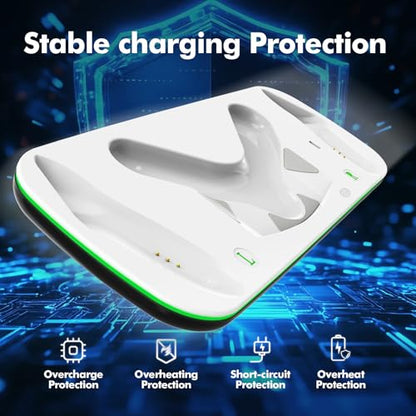 Charging Dock Compatible with Meta Oculus Quest 3/3S, VR Headset Controller Accessories, Charging Station with Closable LED Indicator, Magnetic Charging, Fast Charging, 2 Rechargeable Batteries
