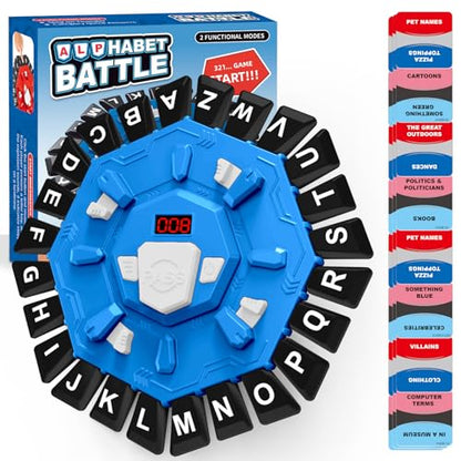 Family Board Word Games for Kids & Adults with Display Timer, Fast Paced 24-Letter Learning Party Card Game with 2 Modes & 220 Topics, Kids Xmas Birthday Gifts for Boys Girls