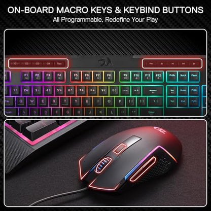 Redragon S151 Combo, K525 Membrane Gaming Keyboard + M616 10000 DPI Mouse | 4 On-the-Fly Combos, No Software Needed, 6-Button Precision Control, Full-Size Layout, Shared Dongle, On-Board CPI Mice - color: S151 BK