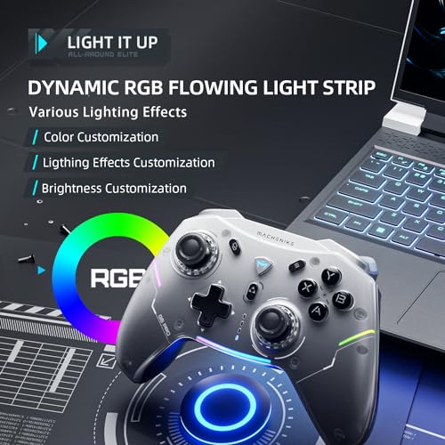 Machenike G5Pro Wireless Gaming Controller for Windows PC,Switch,IOS,Android,PC Controller Hall Effect Joystick/Triggers/Gyroscope,RGB Lights, Dark Gray - color: Dark Gray