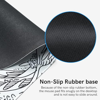 Large Gaming Mouse Pad for Desk,Kanagawa XXL Mouse Pad 35.4x15.7 Inch,Waterproof Desk Pad,Non-Slip Rubber Base Mice Pad,Keyboard Pad Computer Mat,White Mouse pad - color: Kanagawa(white)