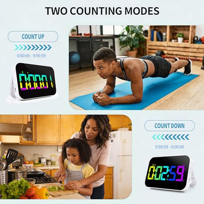 Digital Timer for Classroom, Pomodoro & Kitchen, Rechargeable Magnetic Countdown Timer with Large LED Display, Loud Alarm, 3 Volume Levels, Vibration Mode & 3 Brightness Settings - style: Regular Version